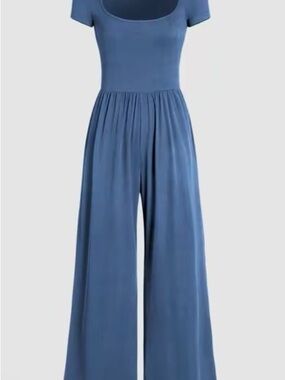 Cider Blue Scoop-Neck Wide Leg Jumpsuit
